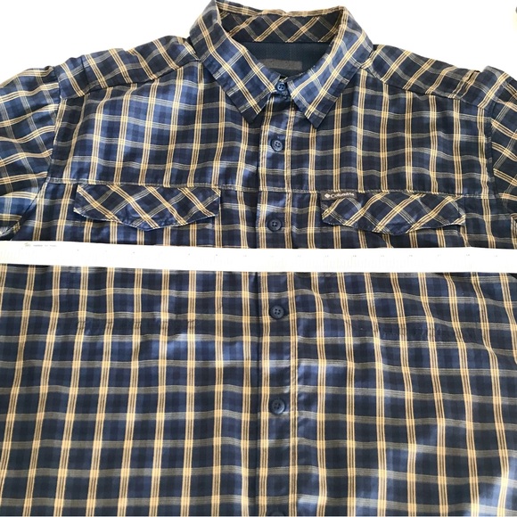 Columbia Men's Omni Shade Button Down Vented Shirt / Windbreaker M Blue / Yellow - Picture 10 of 16